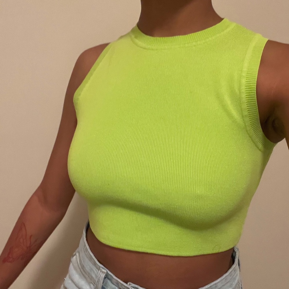 Lime Green Zara Cropped Tank💚